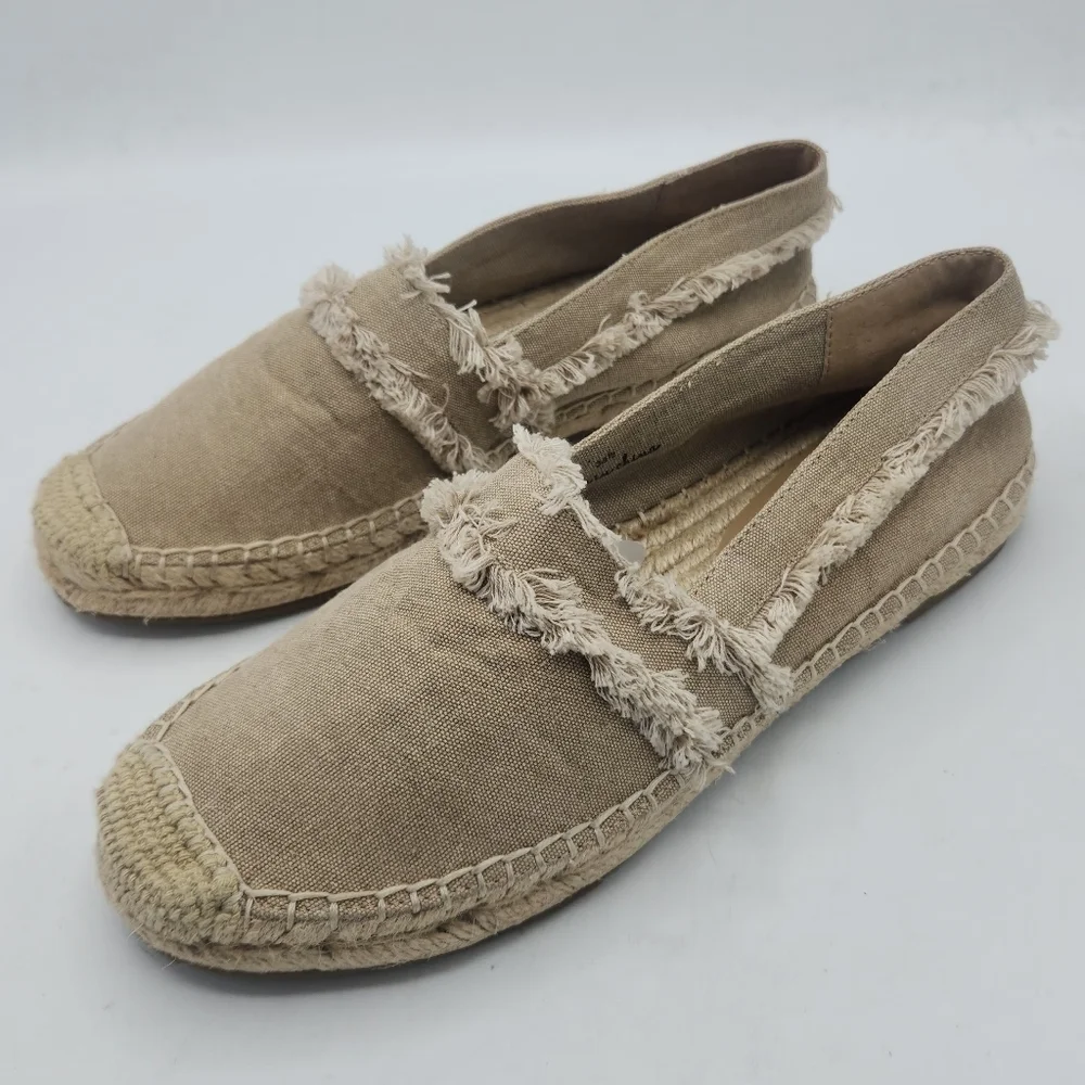 JOIE Vivienne Fringed Canvas Espadrilles Flats In Flax Size Eur 38.5 / US 8